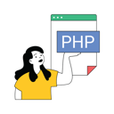پیش‌نمایش فایل lady-showing-php-webpage-file-10584314 از پک فعالیت تجاری