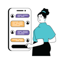 پیش‌نمایش فایل lady-presenting-online-chat-conversation-10584193 از پک فعالیت تجاری