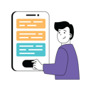 پیش‌نمایش فایل man-showing-chat-conversion-and-pressing-button-10584203 از پک فعالیت تجاری