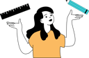 پیش‌نمایش فایل girl-showing-scale-and-pencil-11191890 از پک مدرسه و یادگیری