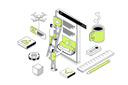 پیش‌نمایش فایل guys-working-on-web-designing-12141718 از پک ایزومتریک