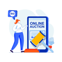 پیش‌نمایش فایل woman-working-at-online-auction-application-4550518 از پک حراج و مزایده