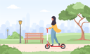 پیش‌نمایش فایل arab-woman-in-hijab-riding-kick-scooter-5479808 از پک بهار در یک پارک سبز زیبا