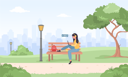 پیش‌نمایش فایل female-freelancer-working-in-park-5479812 از پک بهار در یک پارک سبز زیبا