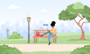 پیش‌نمایش فایل freelancer-working-in-park-5479813 از پک بهار در یک پارک سبز زیبا
