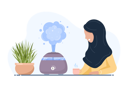 پیش‌نمایش فایل arab-woman-enjoys-the-fresh-moist-air-at-home-5479806 از پک رطوبت ساز در خانه