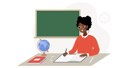 پیش‌نمایش فایل african-female-teacher-sitting-at-table-and-checking-homework-9704252 از پک معلم زن