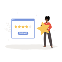 پیش‌نمایش فایل african-woman-holding-star-and-giving-five-stars-rating-11587695 از پک مفهوم سوالات متداول