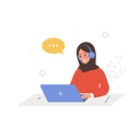 پیش‌نمایش فایل arabian-woman-with-headphones-and-microphone-with-laptop-11587693 از پک مفهوم سوالات متداول