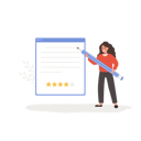 پیش‌نمایش فایل woman-holding-huge-pen-and-leaving-comment-with-four-stars-rating-11587701 از پک مفهوم سوالات متداول