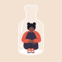 پیش‌نمایش فایل depressed-african-woman-sitting-on-bottom-of-bottle-and-hugging-her-knees-11574419 از پک الکلیسم