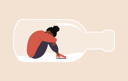 پیش‌نمایش فایل woman-sitting-on-bottom-of-bottle-and-hugging-her-knees-11574420 از پک الکلیسم
