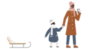 پیش‌نمایش فایل father-and-son-with-sledge-9386589 از پک مردم کریسمس