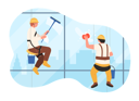 پیش‌نمایش فایل industrial-climbers-clean-windows-of-building-11522910 از پک صعودکنندگان صنعتی