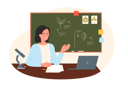 پیش‌نمایش فایل biology-teacher-sitting-at-table-with-microscope-and-laptop-at-school-green-board-11526989 از پک معلم