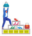 پیش‌نمایش فایل woman-stands-on-shoe-stand-in-store-5208138 از پک کسب و کار