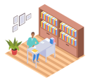 پیش‌نمایش فایل student-reading-book-at-library-5214741 از پک ایزومتریک