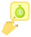 پیش‌نمایش فایل hand-points-to-money-bag-5226404 از پک دست‌های رنگارنگ