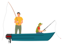 پیش‌نمایش فایل two-fishermen-with-fishing-rods-on-motor-boat-5623687 از پک ماهیگیری