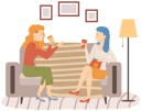 پیش‌نمایش فایل happy-women-laughing-and-gossiping-sit-on-couch-5644334 از پک خانواده و دوستان
