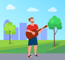پیش‌نمایش فایل guitar-artist-playing-guitar-in-park-8707025 از پک فعالیت پارک