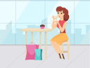 پیش‌نمایش فایل young-girl-drinking-coffee-after-shopping-8707146 از پک خرید