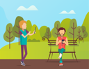 پیش‌نمایش فایل people-using-mobile-in-park-8740157 از پک پارک