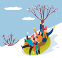 پیش‌نمایش فایل family-sitting-on-ice-slide-8733838 از پک مردم زمستان