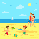 پیش‌نمایش فایل couple-walking-at-beach-and-kids-playing-8738066 از پک فعالیت‌های ساحلی