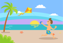 پیش‌نمایش فایل little-boy-flying-kite-at-beach-8738067 از پک فعالیت‌های ساحلی