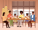 پیش‌نمایش فایل african-family-eating-dinner-on-dinning-table-9475002 از پک شام خانوادگی