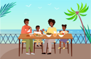پیش‌نمایش فایل african-family-eating-fresh-food-on-beach-9474996 از پک شام خانوادگی
