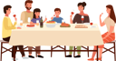 پیش‌نمایش فایل relatives-communicating-and-eating-food-at-dining-table-9474982 از پک شام خانوادگی