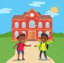 پیش‌نمایش فایل afro-american-students-in-front-of-school-9531335 از پک بازگشت به مدرسه (مشکی)