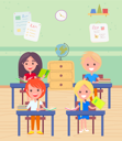 پیش‌نمایش فایل schoolboy-and-schoolgirl-sitting-by-desk-at-lesson-9531321 از پک بازگشت به مدرسه (مشکی)