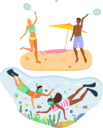 پیش‌نمایش فایل beach-badminton-and-snorkeling-at-beach-9522068 از پک بسته ساحل