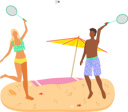 پیش‌نمایش فایل man-and-woman-in-swimsuits-playing-badminton-game-on-beach-9522062 از پک بسته ساحل
