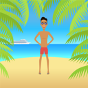 پیش‌نمایش فایل man-on-beach-with-sand-and-palm-9522028 از پک بسته ساحل