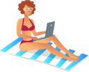 پیش‌نمایش فایل beautiful-lady-working-at-beach-9554428 از پک افراد کسب‌وکار در ساحل