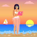 پیش‌نمایش فایل business-trip-woman-and-laptop-9554416 از پک افراد کسب‌وکار در ساحل