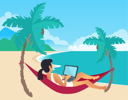 پیش‌نمایش فایل freelance-lying-on-hammock-businesswoman-9554434 از پک افراد کسب‌وکار در ساحل