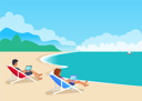 پیش‌نمایش فایل freelance-young-man-and-woman-lying-in-loungers-9554435 از پک افراد کسب‌وکار در ساحل