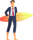 پیش‌نمایش فایل happy-businessman-in-suit-with-glitter-surfboard-9554422 از پک افراد کسب‌وکار در ساحل