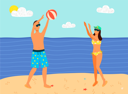 پیش‌نمایش فایل man-and-woman-in-swimsuits-playing-inflatable-ball-9554403 از پک افراد کسب‌وکار در ساحل