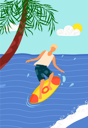 پیش‌نمایش فایل man-on-surfboard-in-sea-with-palm-9554402 از پک افراد کسب‌وکار در ساحل
