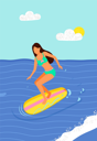 پیش‌نمایش فایل woman-enjoying-surfboarder-in-sea-9554398 از پک افراد کسب‌وکار در ساحل