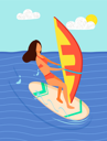 پیش‌نمایش فایل woman-surfboarder-riding-on-board-with-canvas-9554399 از پک افراد کسب‌وکار در ساحل