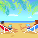 پیش‌نمایش فایل working-man-and-woman-on-beach-9554418 از پک افراد کسب‌وکار در ساحل
