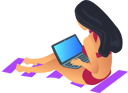پیش‌نمایش فایل working-woman-wearing-swimming-suit-and-sitting-on-mat-9554431 از پک افراد کسب‌وکار در ساحل