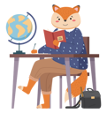 پیش‌نمایش فایل fox-sitting-at-table-in-geography-class-9612725 از پک حیوان دانش آموز